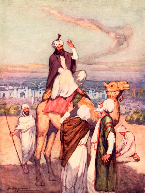 Mohammed: Den arabiske grunnleggeren av en stor religion (farge litho) av C. Dudley Tennant