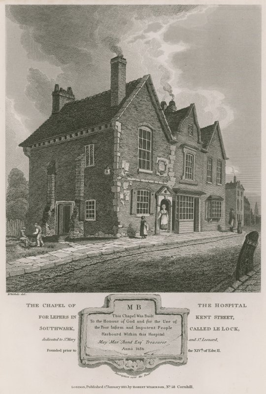 Kapellet til Hospital for Lepers i Kent Street, Southwark, kalt Le Lock av C. John Mayle Whichelo