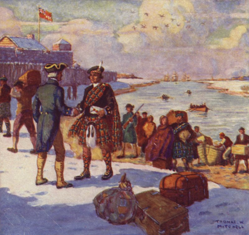 Landing av Selkirk Settlers på York Factory av Canadian School