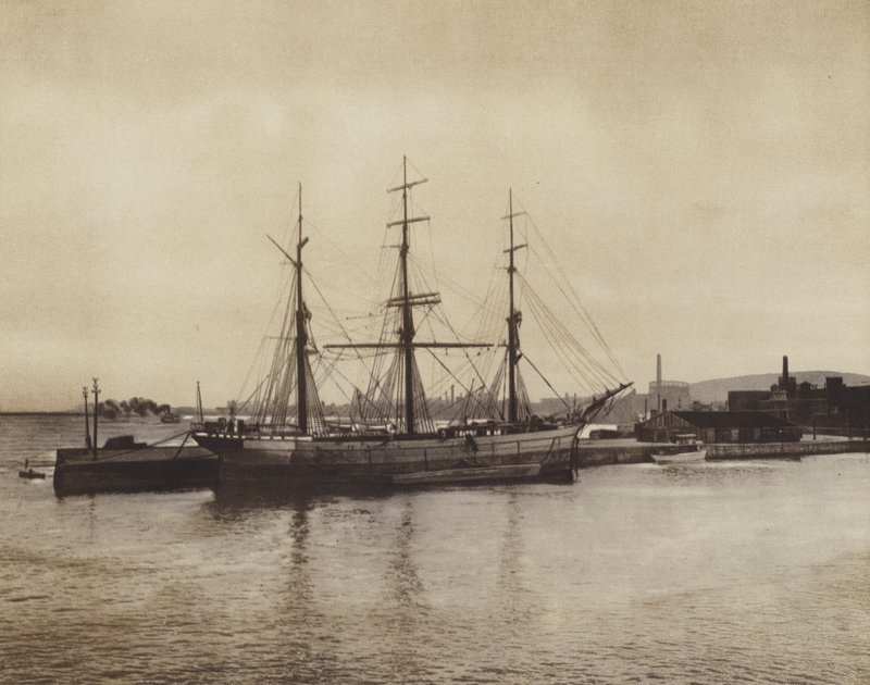 Havnen i Hochelaga, en gammel skonnert som fortsatt er i drift (s/h-bilde) av Canadian Photographer
