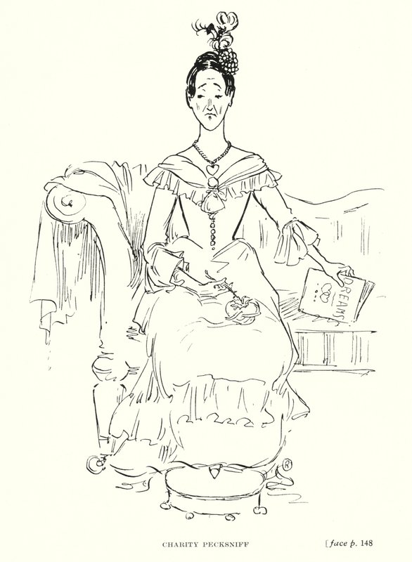 Dickens karakter: Charity Pecksniff (litho) av Captain Edward Henry Handley Read