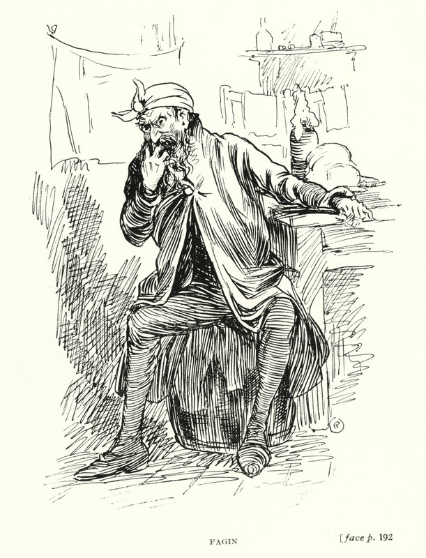 Dickens karakter: Fagin (litho) av Captain Edward Henry Handley Read