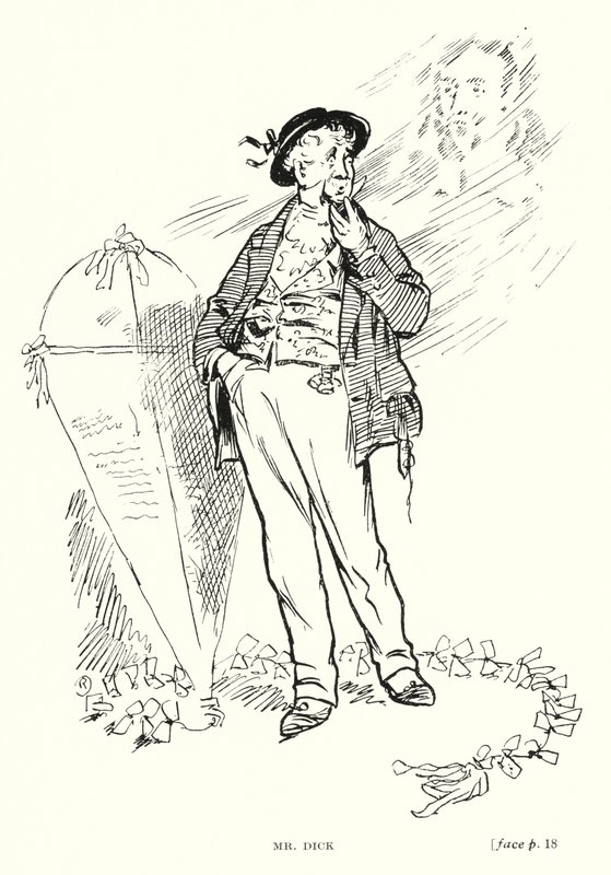 Dickens karakter: Mr Dick (litho) av Captain Edward Henry Handley Read