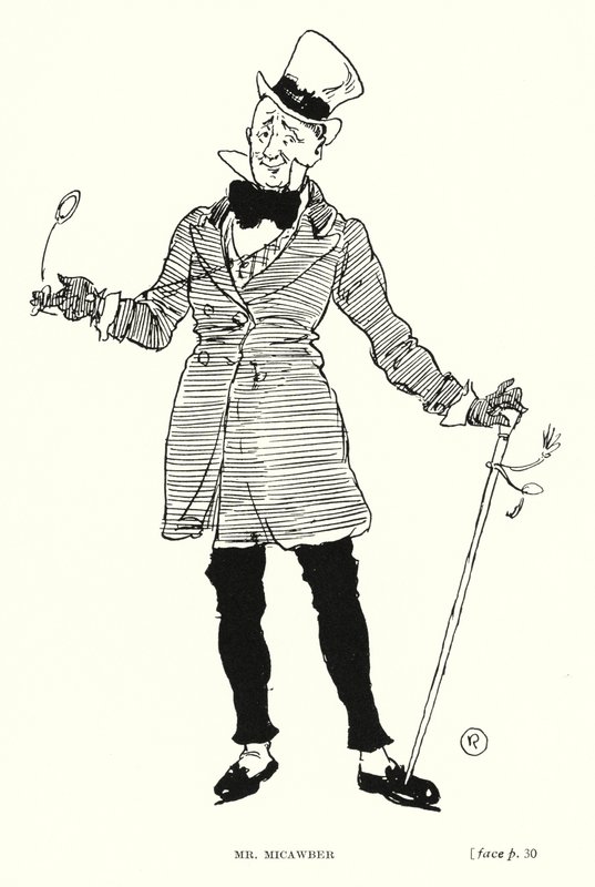 Dickens karakter: Mr Micawber (litho) av Captain Edward Henry Handley Read
