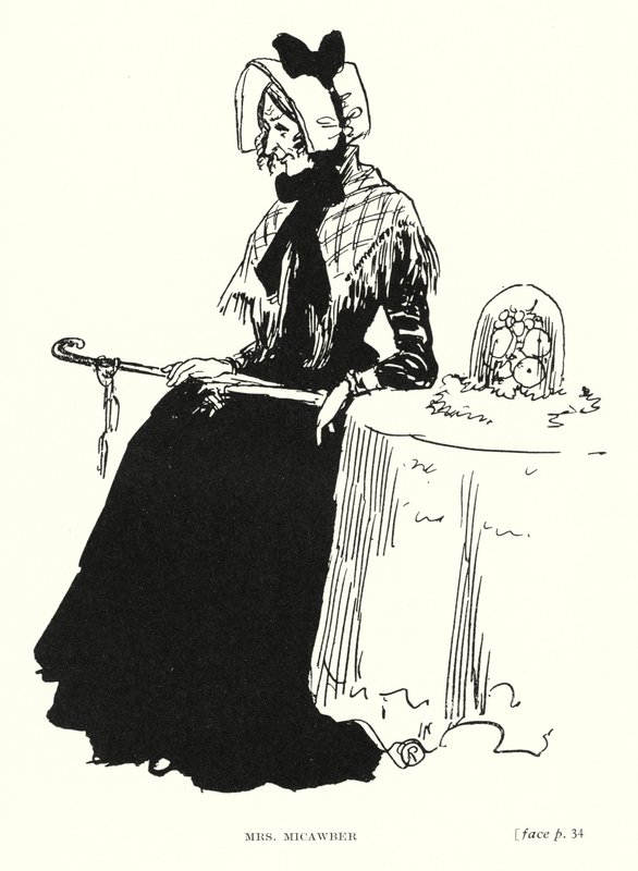 Dickens karakter: Mrs Micawber (litho) av Captain Edward Henry Handley Read