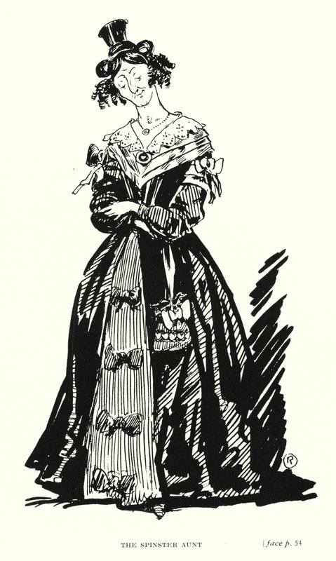 Dickens karakter: The Spinster Aunt (litho) av Captain Edward Henry Handley Read