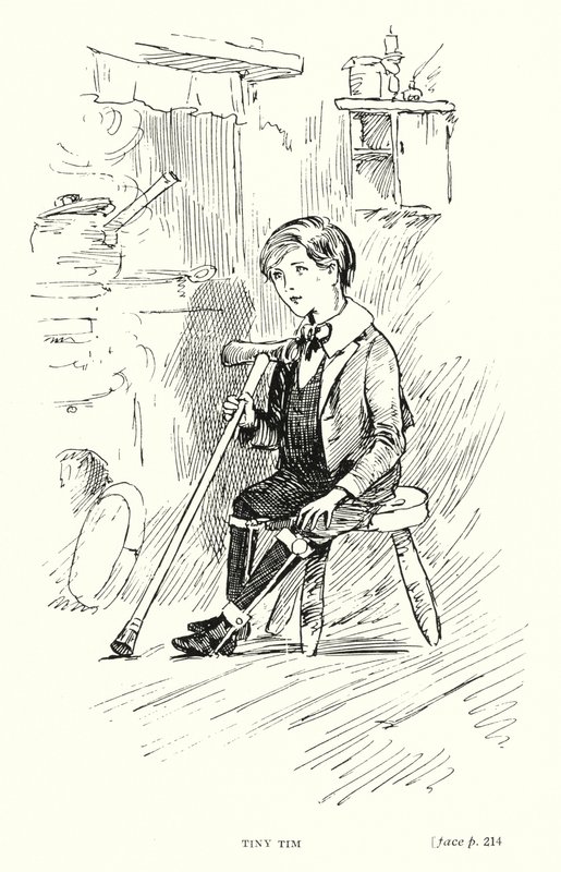 Dickens karakter: Tiny Tim (litho) av Captain Edward Henry Handley Read