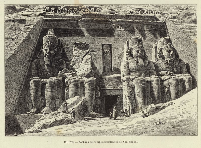 Egypt - Fasade av det underjordiske tempelet til Abu Simbel av Carl Friedrich Heinrich Werner