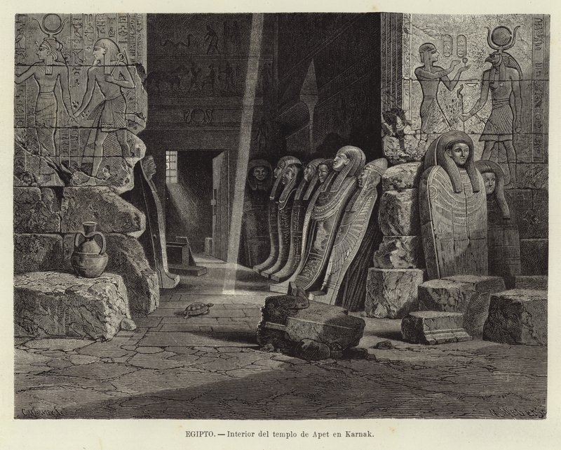 Egypt - Interiør av tempelet til Opet i Karnak av Carl Friedrich Heinrich Werner