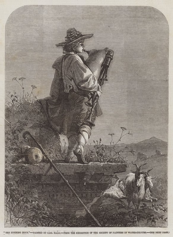 The Evening Hour, fra utstillingen til Society of Painters in Water-Colours av Carl Haag