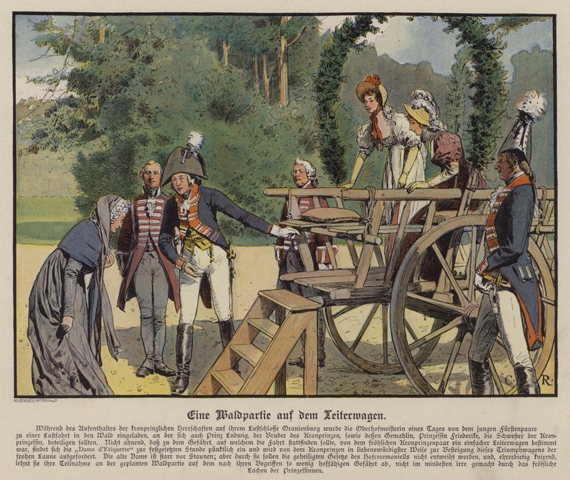 En tur til skogen (farge litho) av Carl Röchling