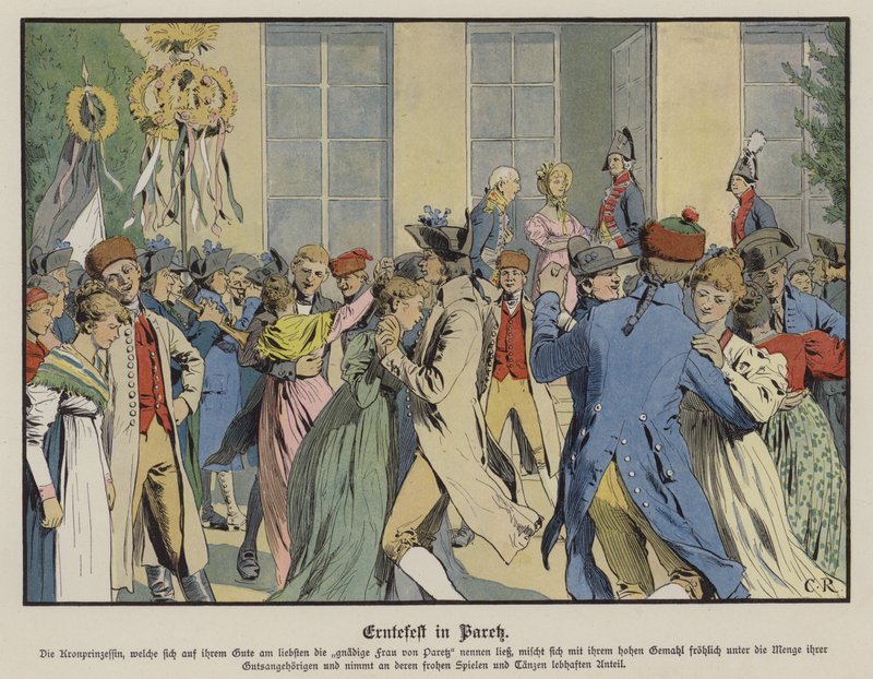 Høstfestival på Paretz (farge litho) av Carl Röchling