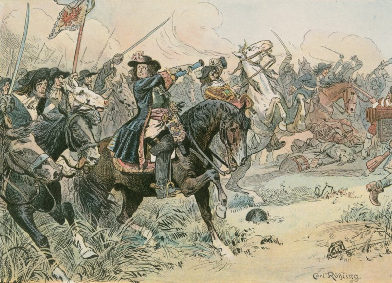 Frederick William, den store kurfyrsten (1620 -1688), i slaget ved Ferhbellin i 1675 av Carl Rohling
