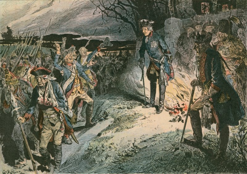 Fredrik den store (1712-1786) etter nederlag i slaget ved Hochkirch i 1758 av Carl Rohling