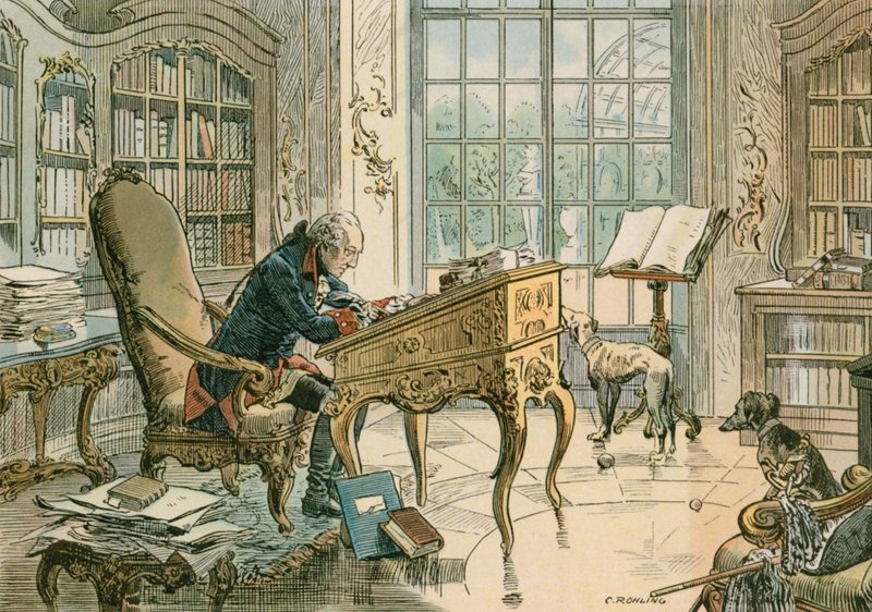 Fredrik den store (1712-1786) i hans studie av Carl Rohling