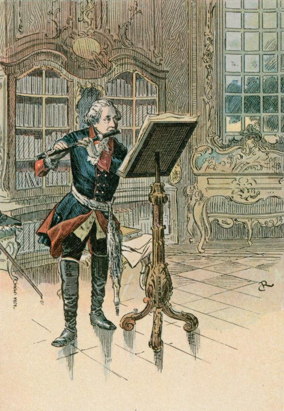 Frederick the Great (1712-1786) spiller fløyte av Carl Rohling