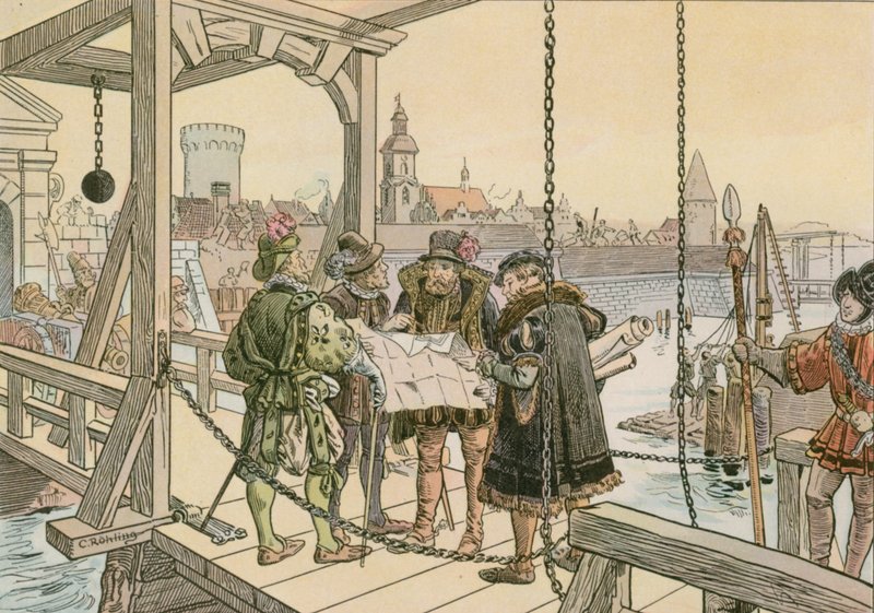 John George med planene for Spandau Citadel i 1580 av Carl Rohling