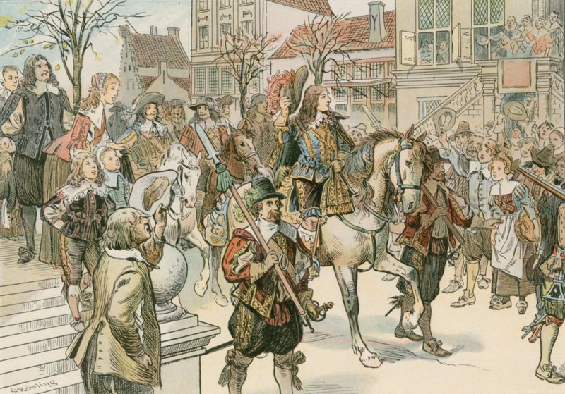 Ankomsten av den store kurfyrsten (1620-1688) til Haag for hans ekteskap med Louise Henriette av Orange (1627-1667) i 1646 av Carl Rohling