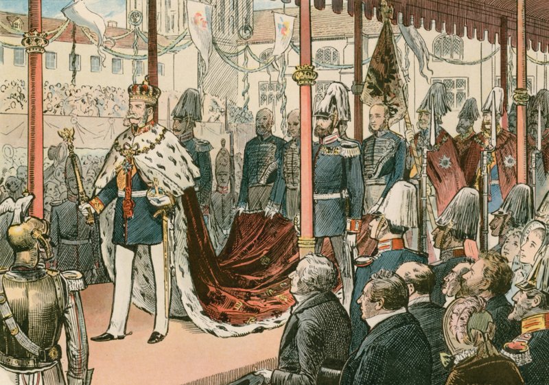Kroningen av Wilhelm I, kongen av Preussen og den første tyske keiseren (1797-1888), ved Konigsberg i 1861 av Carl Rohling