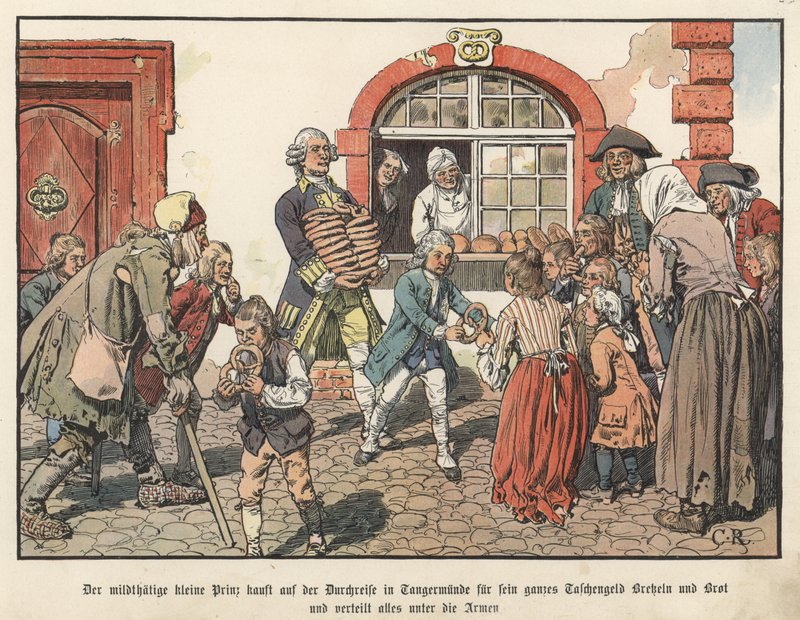 Kronprins Frederick av Preussen gir brød til de fattige av Carl Röchling