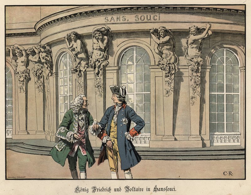 Fredrik den store og Voltaire på Sanssouci av Carl Röchling