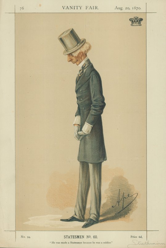 Lord Strathnairn, han ble gjort til statsmann fordi han var en soldat, 20. august 1870, tegneserie Vanity Fair av Carlo Pellegrini