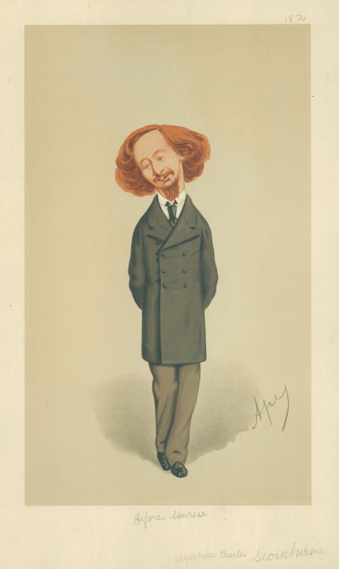 Mr Algernon Charles Swinburne, Før soloppgang, 21. november 1874, tegneserie Vanity Fair av Carlo Pellegrini