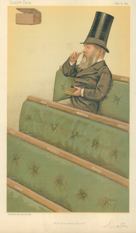 Mr Charles Nicholas Warton, Hear Hear Hear Hear, 10. mai 1884, Vanity Fair tegneserie av Carlo Pellegrini