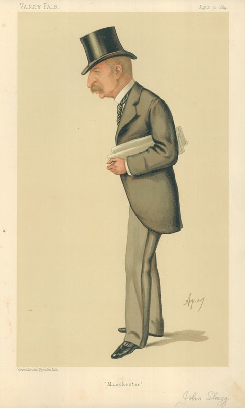 Mr John Slagg MP, Manchester, 2. august 1884, tegneserie Vanity Fair av Carlo Pellegrini