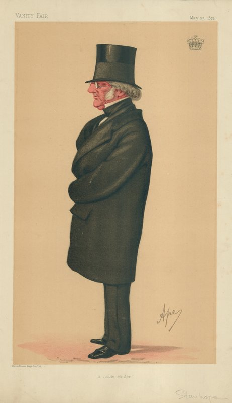 Philip-Henry Stanhope Stanhope, A Noble Writer, 23. mai 1874, Vanity Fair tegneserie av Carlo Pellegrini