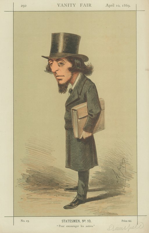 Rt Hon James Stansfeld, Å oppmuntre andre, 10. april 1869, tegneserie Vanity Fair av Carlo Pellegrini