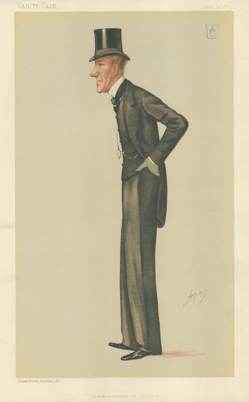 Sir Edward Robert Sullivan, sunn fornuft i politikk, 13. juni 1885, tegneserie Vanity Fair av Carlo Pellegrini
