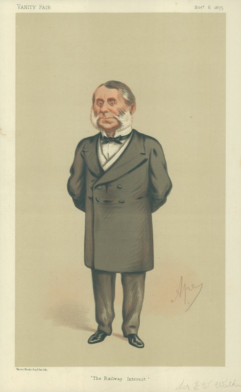 Sir Edward William Watkin, The Railway Interest, 6. november 1875, tegneserie Vanity Fair av Carlo Pellegrini