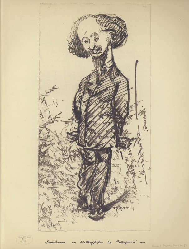 Swinburne on Blotting Paper (karikatur av den engelske forfatteren Algernon Charles Swinburne) (litho) av Carlo Pellegrini
