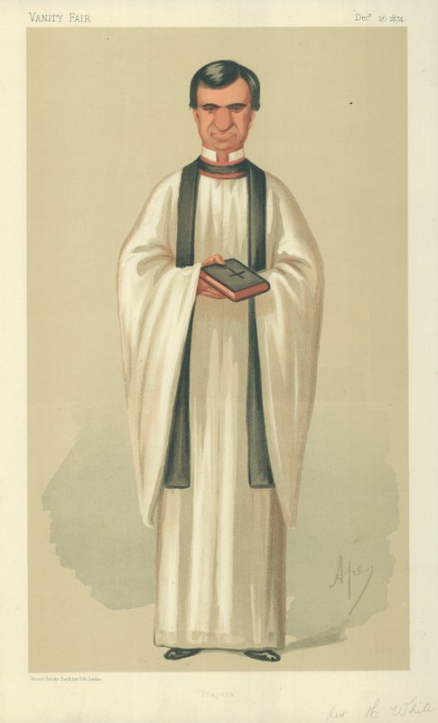 The Rev Henry White, Prayers, 26. desember 1874, Vanity Fair tegneserie av Carlo Pellegrini