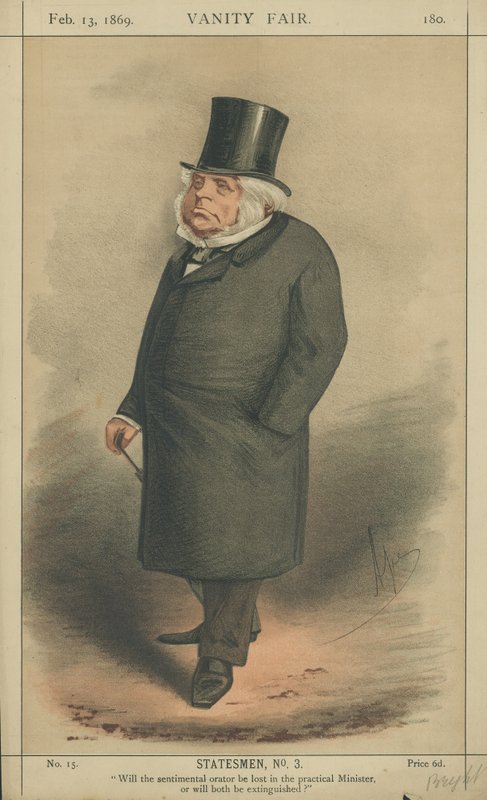The Right Honorable John Bright (farge litho) av Carlo Pellegrini