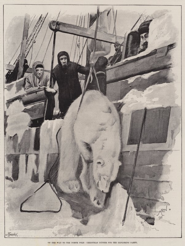 På vei til Nordpolen, julemiddag for utforskerfesten av Cecil Charles Windsor Aldin