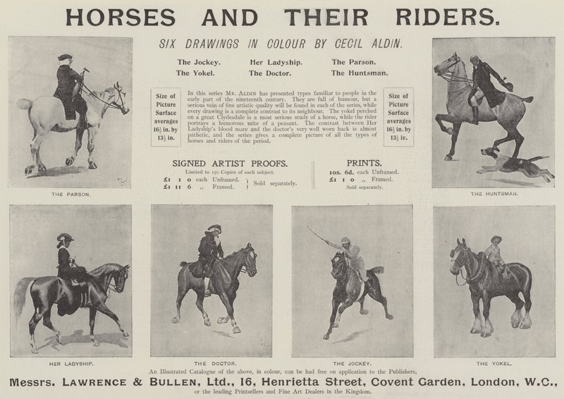 Annonse, hester og deres ryttere av Cecil Charles Windsor Aldin