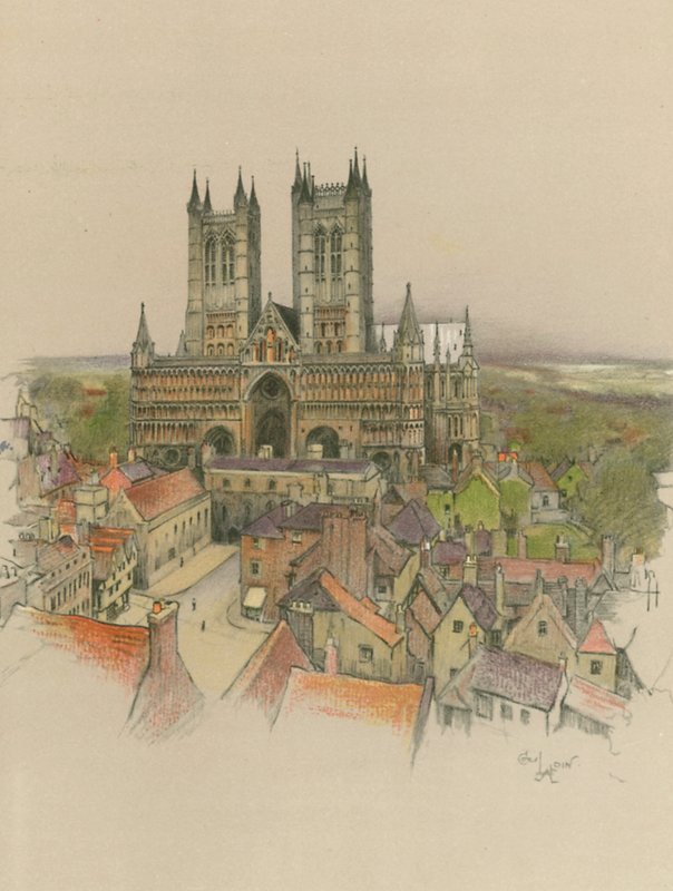 Lincoln katedral av Cecil Charles Windsor Aldin