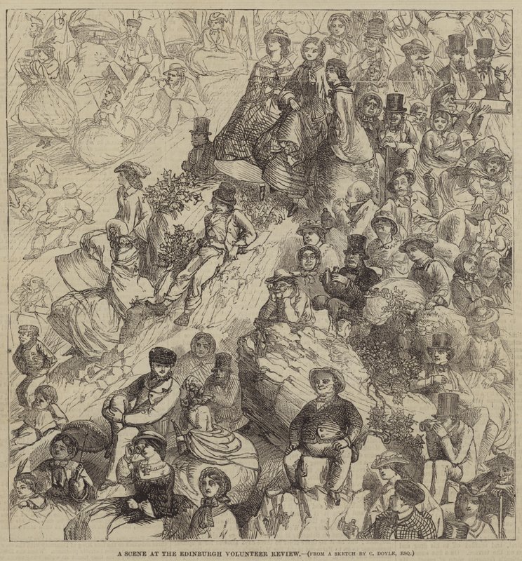En scene ved Edinburgh Volunteer Review av Charles Altamont Doyle