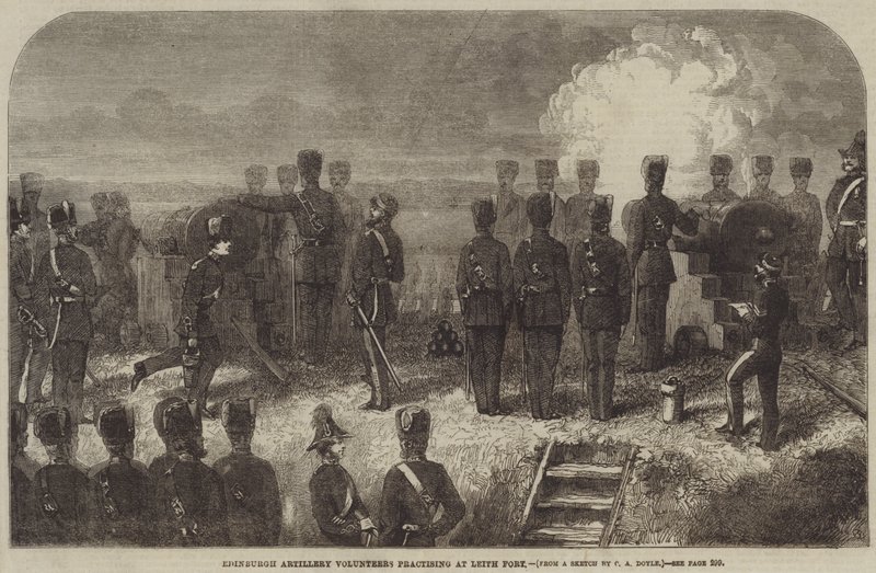 Edinburgh Artillery Volunteers som øver på Leith Fort av Charles Altamont Doyle