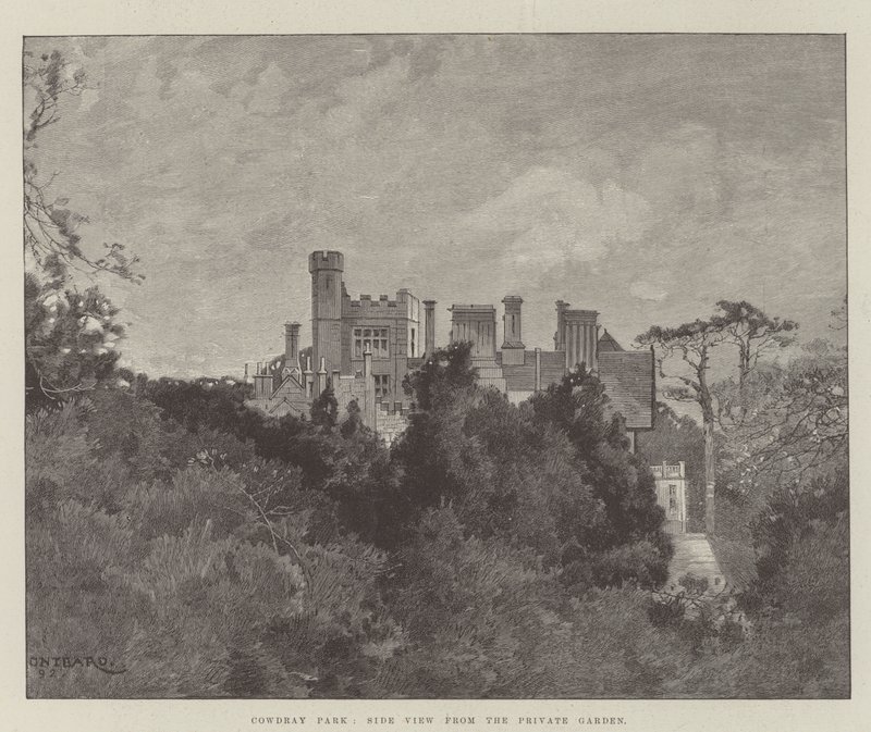 Cowdray Park, sideutsikt fra den private hagen av Charles Auguste Loye