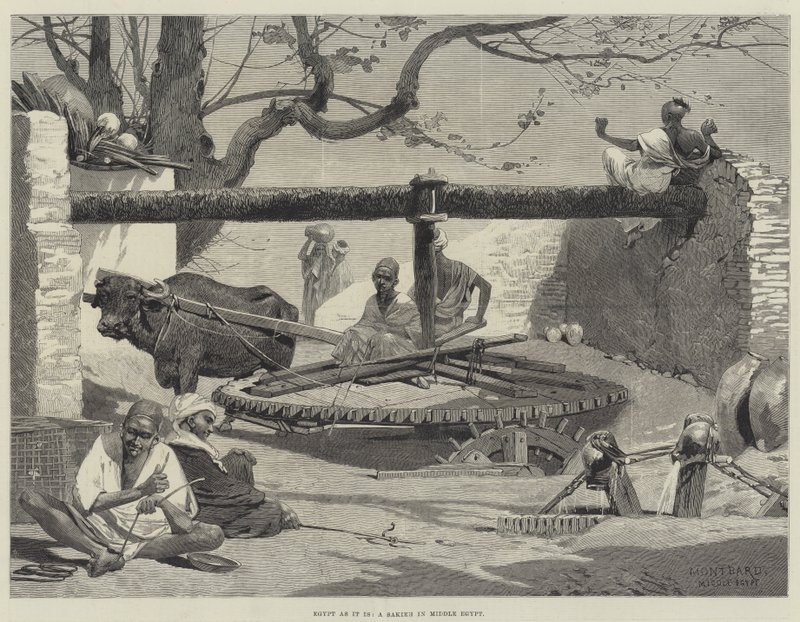 Egypt som det er, en Sakieh i Midt-Egypt av Charles Auguste Loye