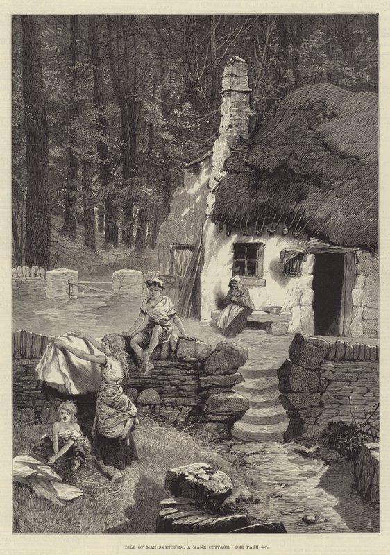 Isle of Man Sketches, en Manx Cottage av Charles Auguste Loye