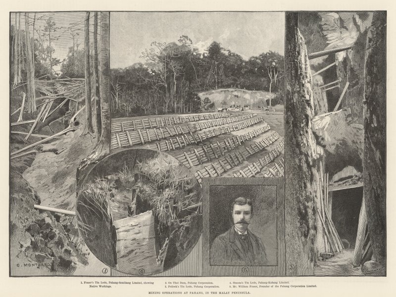 Gruvedrift i Pahang, på den malaysiske halvøya av Charles Auguste Loye