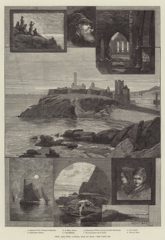 Peel and Peel Castle, Isle of Man av Charles Auguste Loye