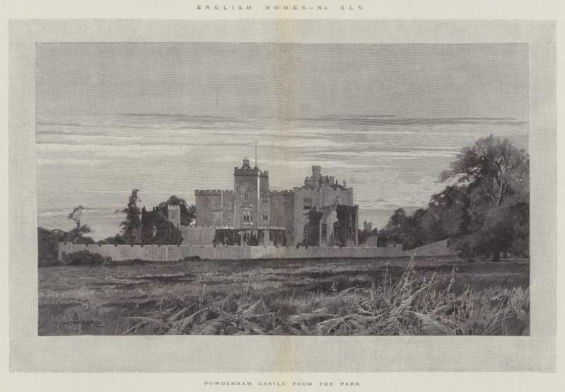 Powderham Castle fra parken av Charles Auguste Loye