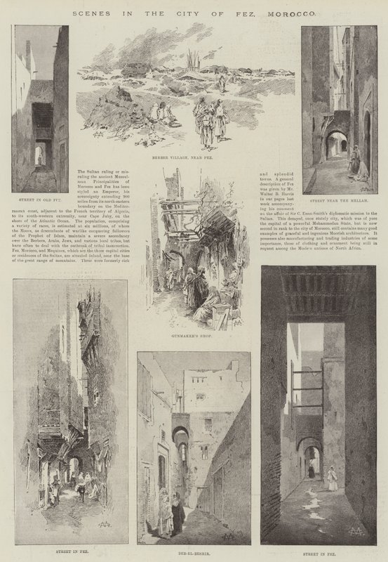Scener i byen Fez, Marokko av Charles Auguste Loye