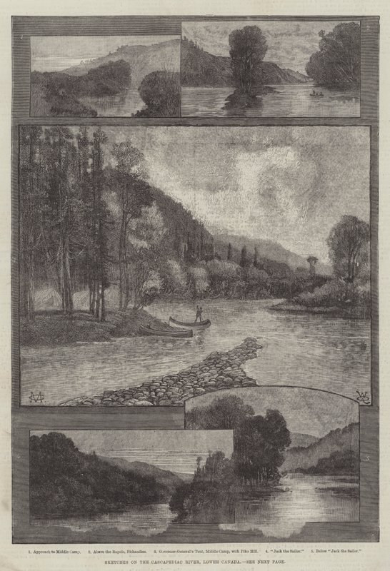 Skisser på Cascapediac River, Nedre Canada av Charles Auguste Loye