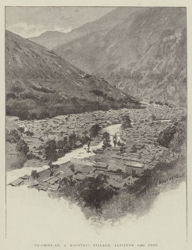 Ta-Chien-Lu, en fjellandsby, høyde 8400 fot av Charles Auguste Loye